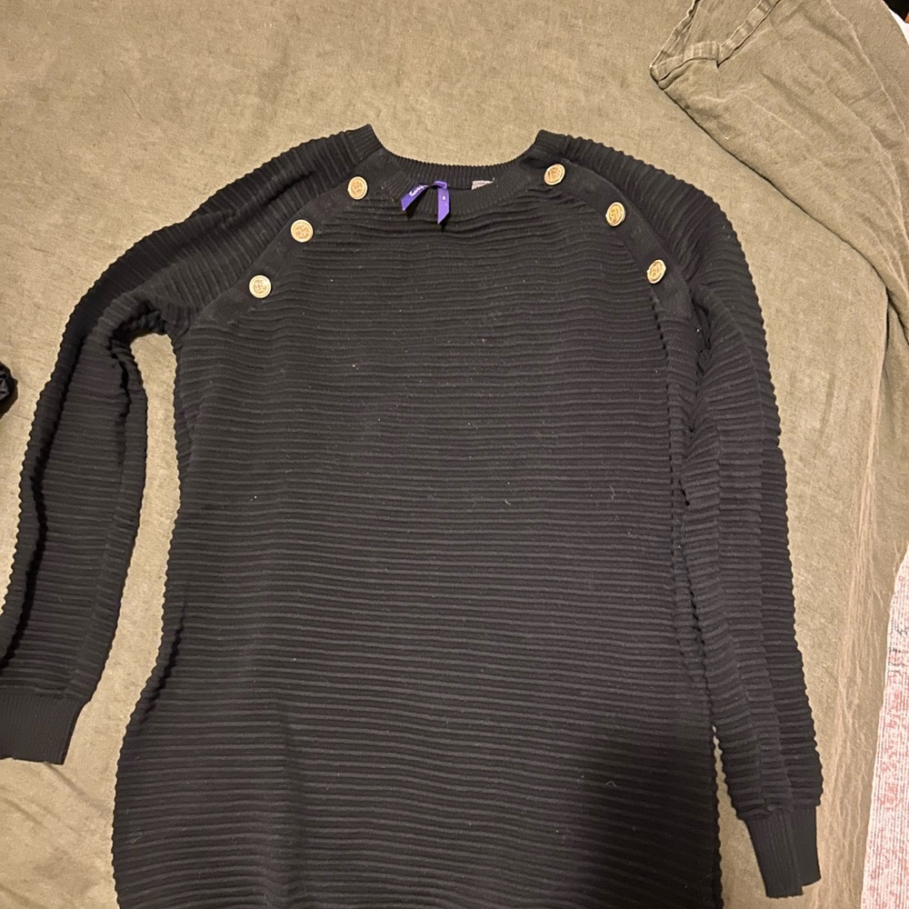 Seraphine Maternity and Nursing Black Ribbed Sweater with Button Accents